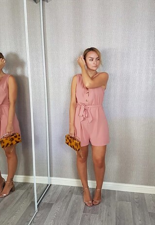 BLUSH TIE WAIST PLAYSUIT