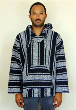 90S SKATER GRUNGE BAJA VERTICAL STRIPE BAJA HOODIE XXL