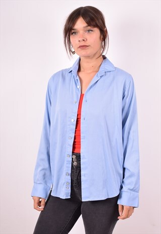 CALVIN KLEIN WOMENS VINTAGE SHIRT LARGE BLUE 90S