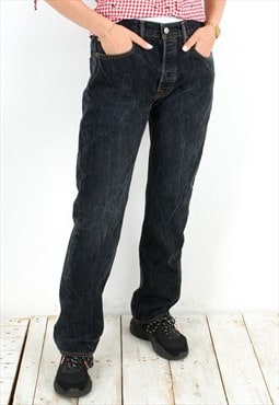 501 Black W32 L32 Straight Regular Jeans Denim Trousers Pant