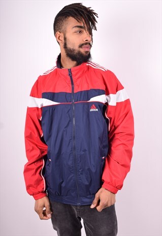 ADIDAS MENS VINTAGE TRACKSUIT TOP JACKET XL NAVY BLUE 90'S