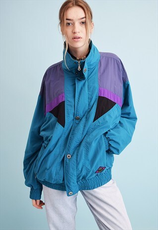 VINTAGE 80'S RETRO ATHLEISURE SPORTS BOMBER SHELL JACKET
