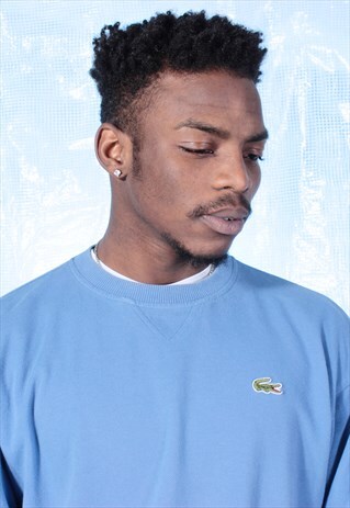 VINTAGE LACOSTE BLUE EMBROIDERED TEXTURED SWEATSHIRT