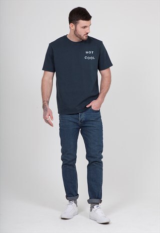 NAVY T-SHIRT WITH NOT COOL PRINT