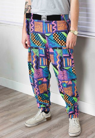 VINTAGE MULTI-COLOR JOGGERS 90S ONE SIZE 9.3
