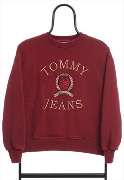 Vintage Tommy Hilfiger Spellout Maroon Sweatshirt Womens