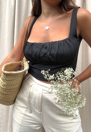 THE VENICE CROPPED TOP BLACK