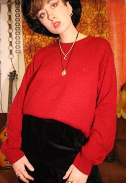 Vintage 90s Red Pure New Wool Jumper