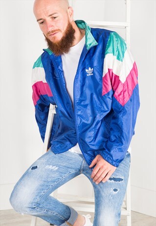 VINTAGE 80'S USA ADIDAS ORIGINALS SHELL SPORT JACKET / S0531