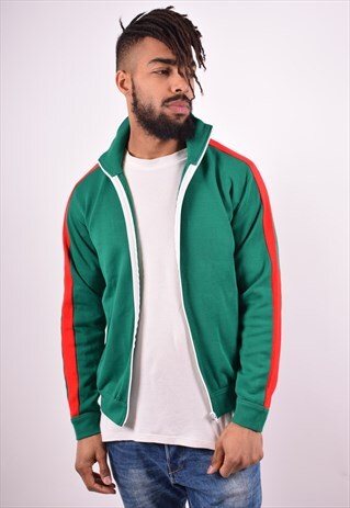 MENS VINTAGE TRACKSUIT TOP JACKET MEDIUM GREEN 90'S