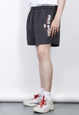 VINTAGE 90'S POLO RALPH LAUREN LOGO SWIM SHORTS