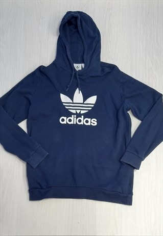 ADIDAS HOODIE SWEATSHIRT NAVY BLUE COTTON