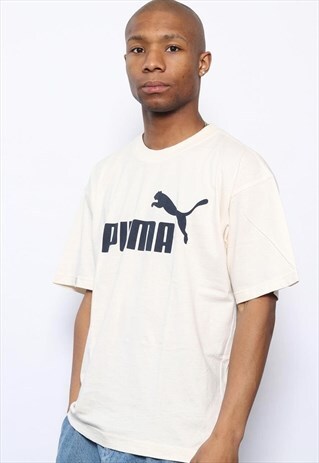 VINTAGE PUMA BIG LOGO T-SHIRT BEIGE