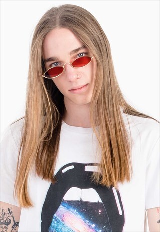 RETRO RED OVAL SUNGLASSES