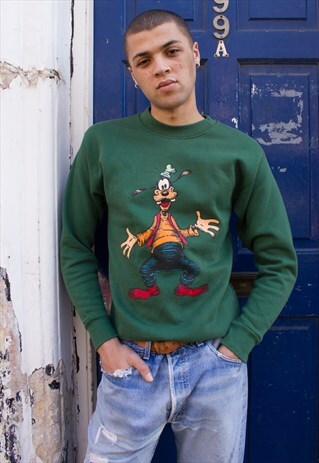 VINTAGE DISNEY UNISEX SWEATSHIRT IN DARK GREEN WITH GOOFY