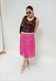 VINTAGE Y2K GRUNGE HOT PINK SNAKE PRINT PENCIL MIDI SKIRT M