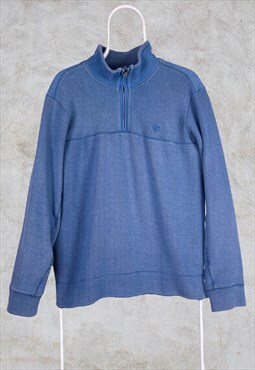 Fat Face Blue 1/4 Zip Sweatshirt Jumper Medium Airlie 