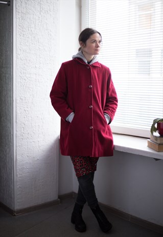 VINTAGE 80'S RED WOOL COAT