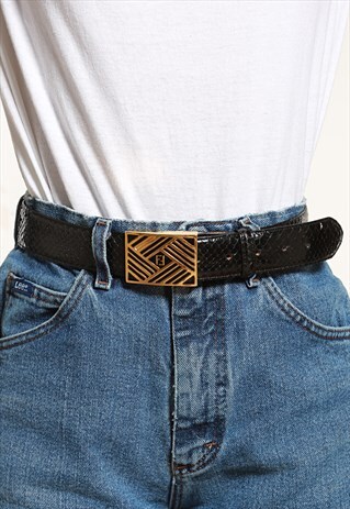 90'S FENDI BLACK SNAKESKIN BELT - W30