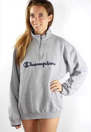 GREY CHAMPION SWEATSHIRT QUARTER ZIP CHAMPION 90S
