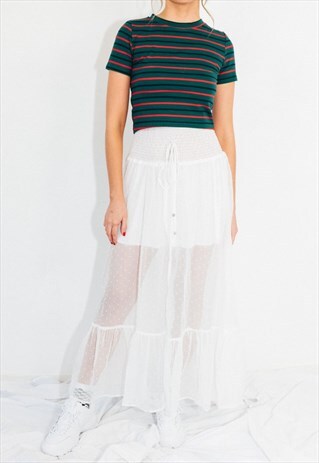 WHITE PEASANT STYLE MAXI SKIRT