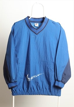 Vintage Nike Zipless V-neck Logo Shell Jacket Blue Size L