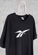 VINTAGE REEBOK CLASSIC BLACK T-SHIRT SPELL OUT GRAPHIC XXL