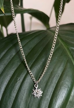 Tiny Sun Silver Chain Necklace
