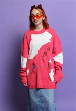 Pink 90's Vintage Oversized Jumper