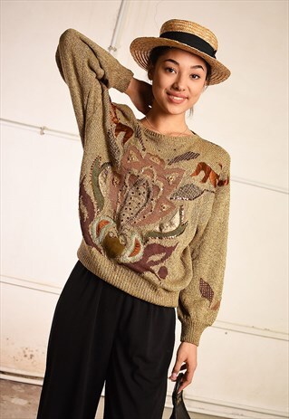90'S RETRO ABSTRACT KNIT PARIS CHIC FESTIVAL GARM JUMPER