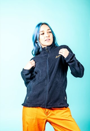 VINTAGE FLEECE IN NAVY BLUE WITH YELLOW EMBROIDERY LOGO