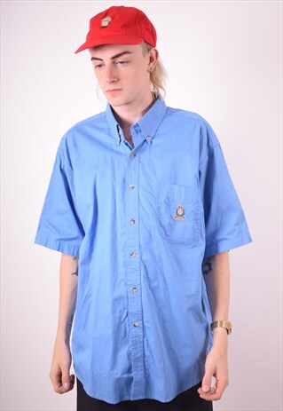 CHAPS MENS VINTAGE SHIRT XL BLUE 90S