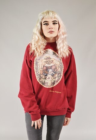 VINTAGE TEDDY BEAR SWEATSHIRT RED