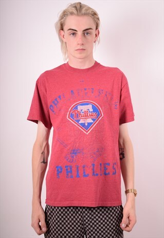 MAJESTIC MENS VINTAGE T-SHIRT TOP MEDIUM PINK 90S