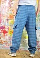 HAND DYED BLUE STRIPED CARGO PANTS