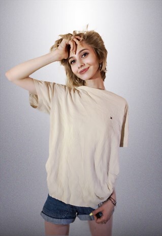 VINTAGE CLASSIC BEIGE TEE WITH LOGO