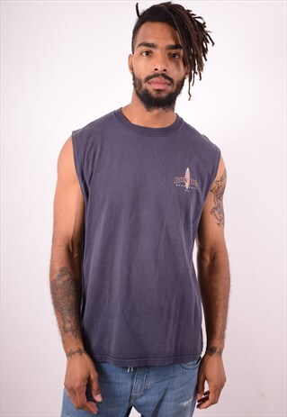 MENS VINTAGE RON JON VEST TOP LARGE BLUE 90S