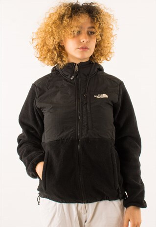 VINTAGE BLACK NORTH FACE HOODED DENALI FLEECE