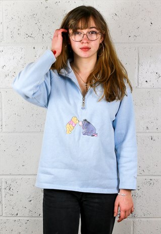 90S WINNIE THE POOH HALF ZIP SWEATER