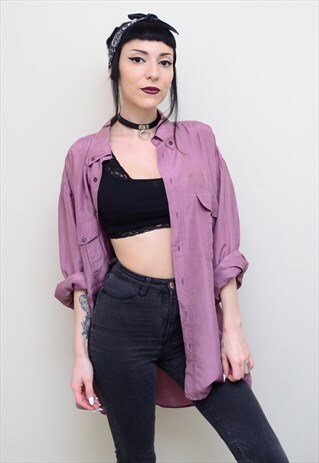 VINTAGE 90'S GENUINE SILK DUSTY PINK OVERSIZED SHIRT