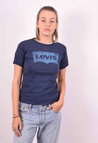 LEVI'S WOMENS VINTAGE T-SHIRT TOP SMALL BLUE 90'S