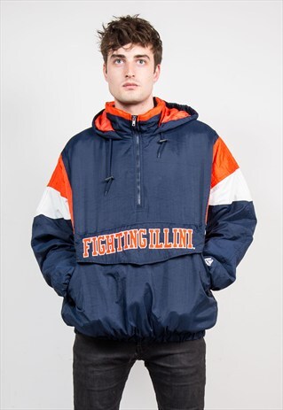 VINTAGE MAJESTIC UNIVERSITY OF ILLINOIS HOODED COAT
