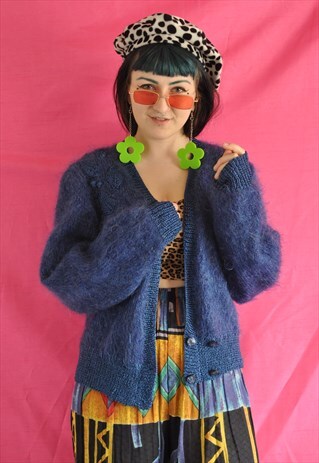 VINTAGE 1980S BAT WING MOHAIR CARDIGAN