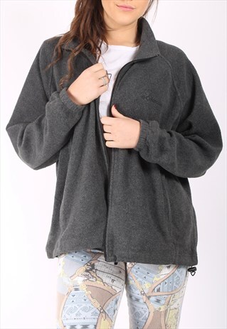 VINTAGE 90S COLUMBIA OVERSIZE FLEECE JACKET IN DARK GREY