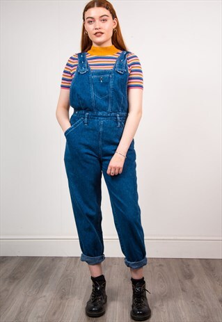 VINTAGE 90'S DARK BLUE DENIM DUNGAREES
