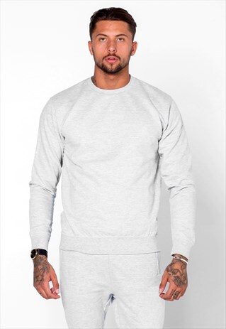 ESSENTIAL BLANK JUMPER SWEATER PULLOVER - ASH HEATHER GREY