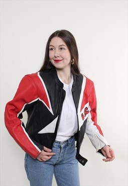 Leather Motorcycle jacket, vintage biker jacket, racing crop