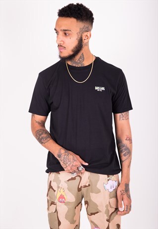 BLACK SHORT-SLEEVED T-SHIRT WITH PRINTED LOGO