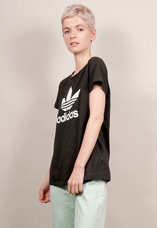 VINTAGE 90'S BLACK ADIDAS TREFOIL LOGO T-SHIRT