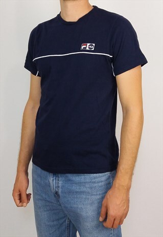 VINTAGE 90'S FILA RETRO LOGO NAVY T-SHIRT